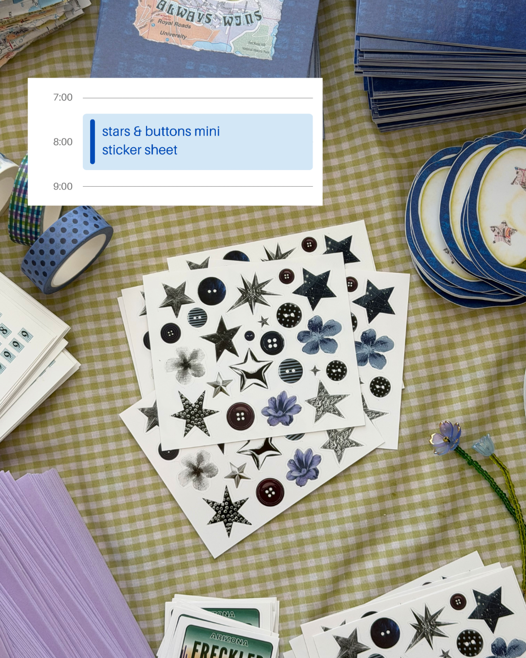 June Buttons & Stars Mini Sticker Sheet!