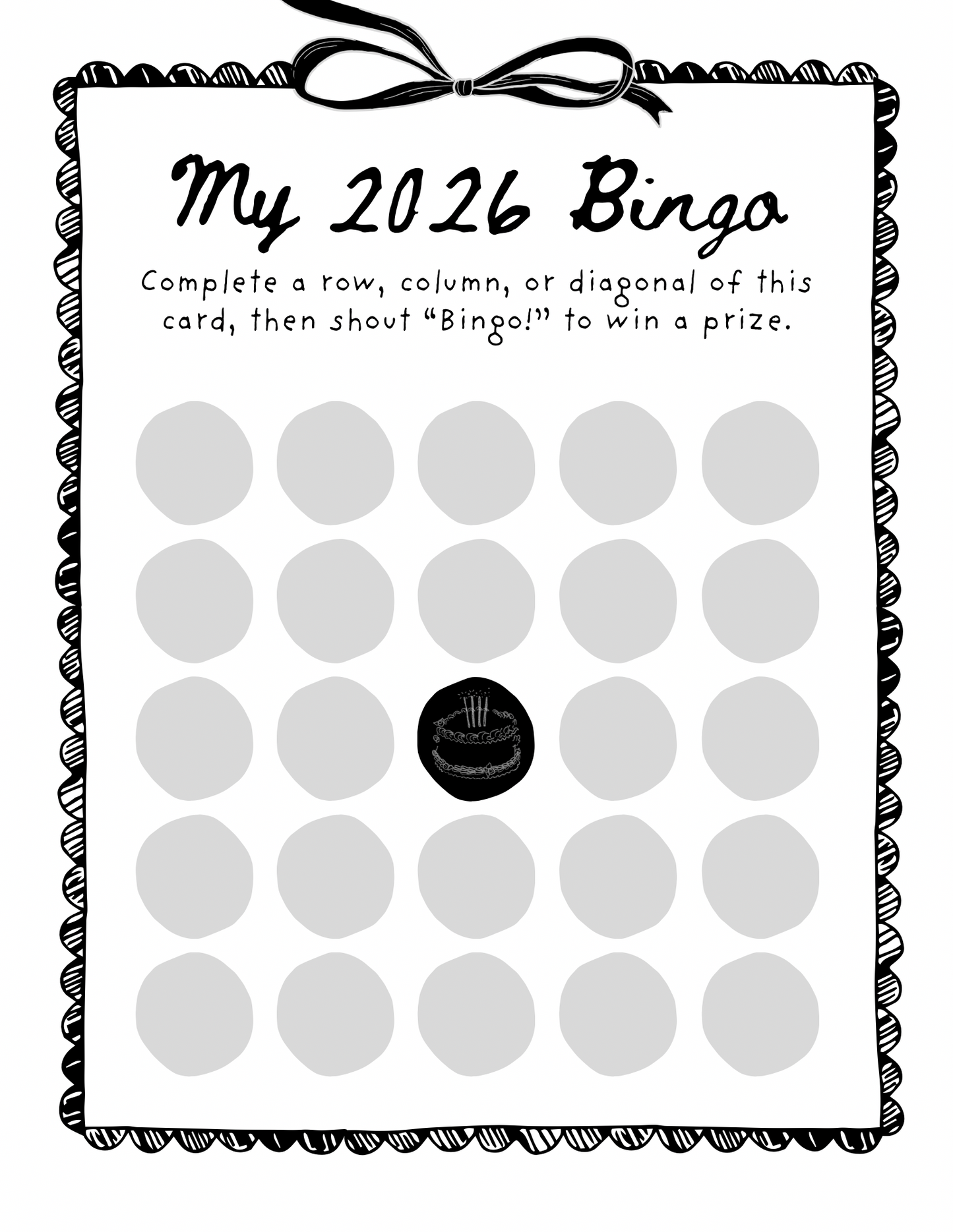 My 2026 Bingo - White