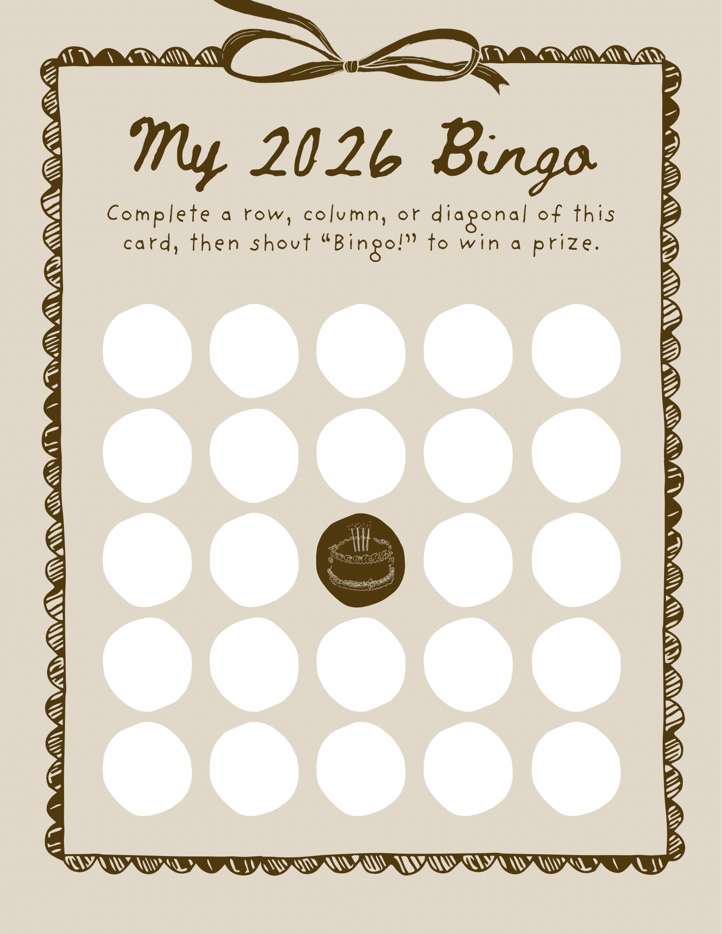 My 2026 Bingo - Brown