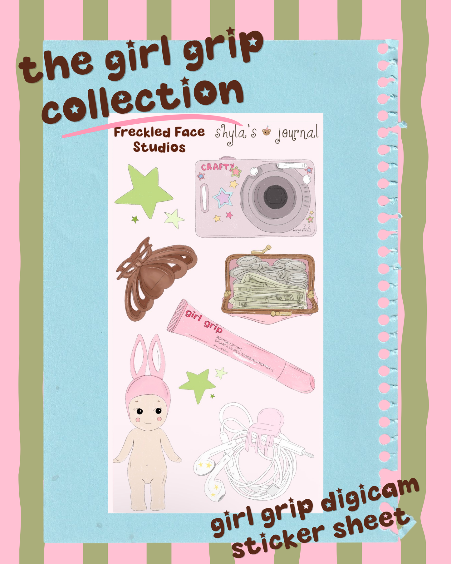 Girl Grip Digicam Sticker Sheet - Freckled Face x Shyla’s Journal