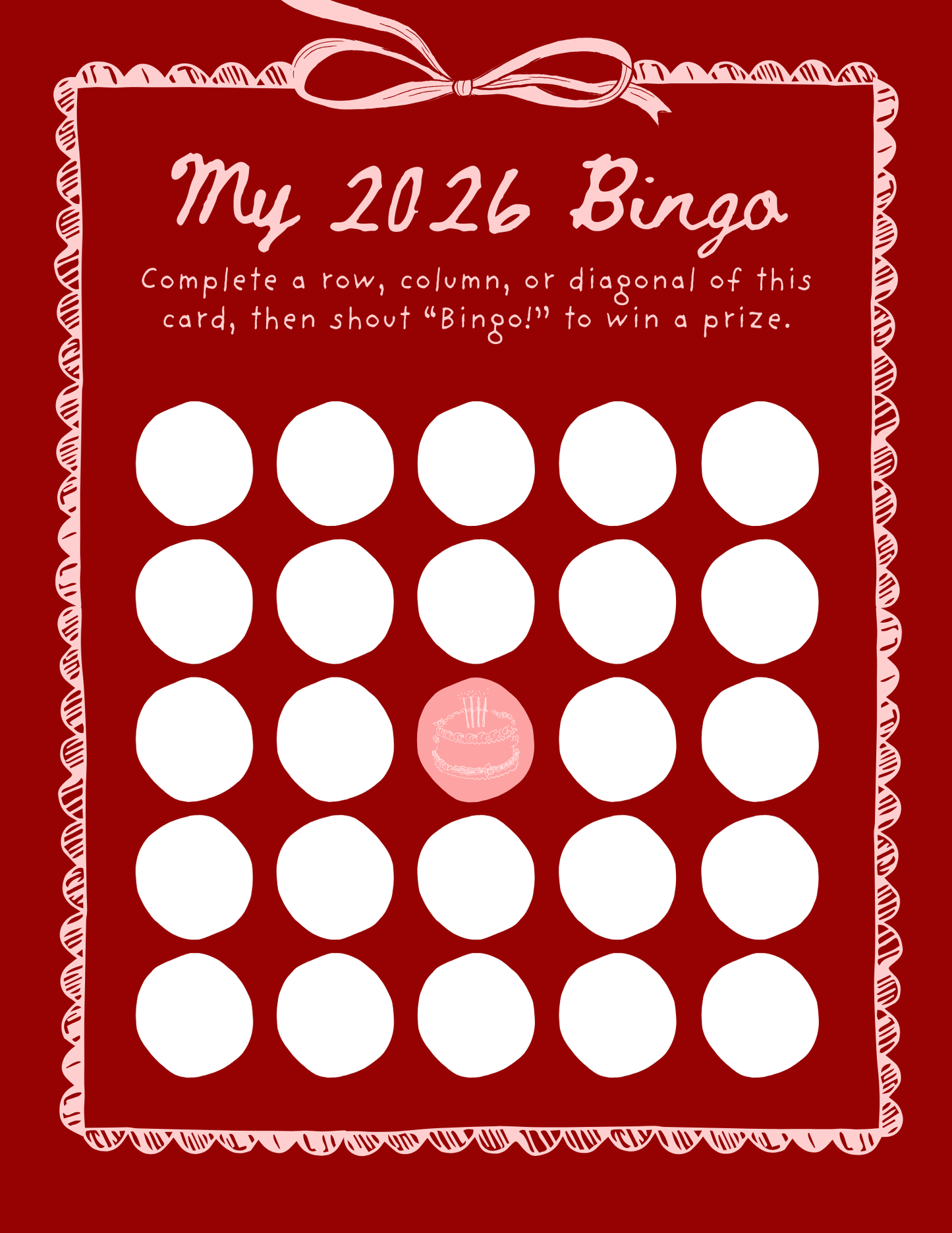 My 2026 Bingo - Red