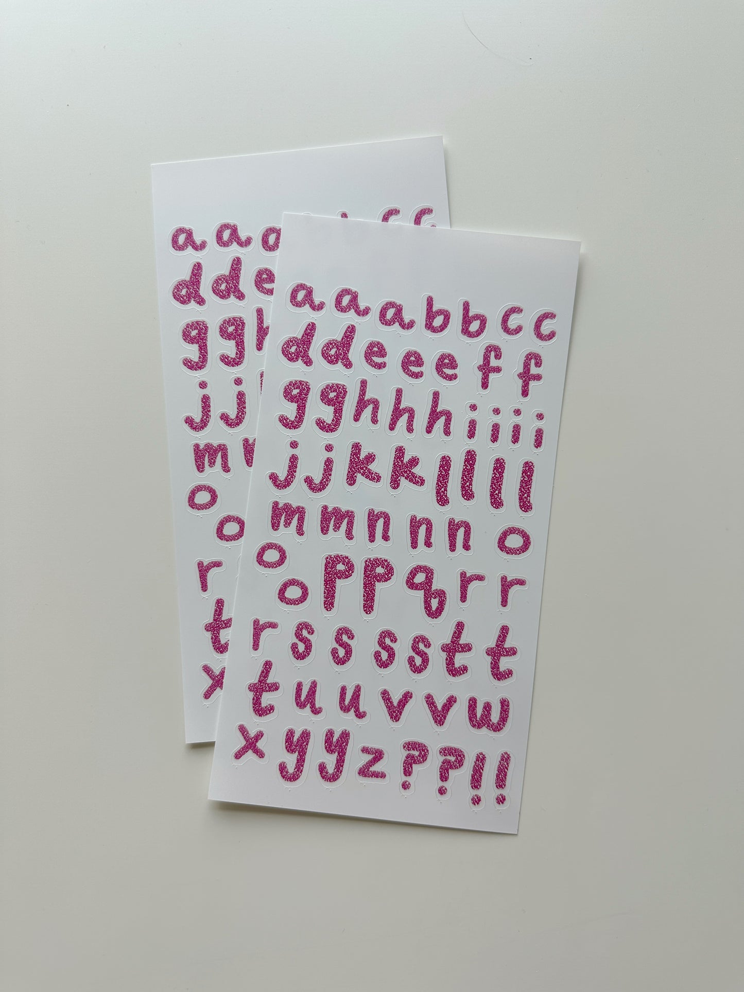 Pink Composition Letters Sticker Sheet - Lowercase