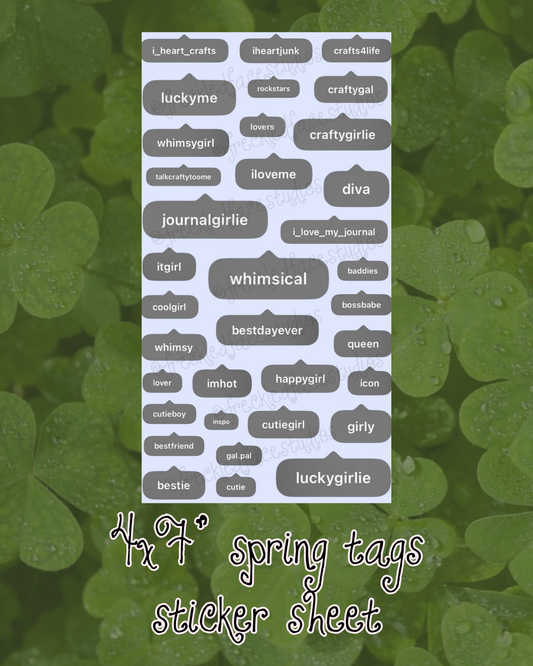 spring tags sticker sheet