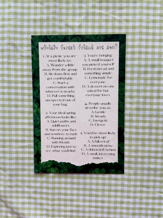 April Forest Friends Personality Quiz Print