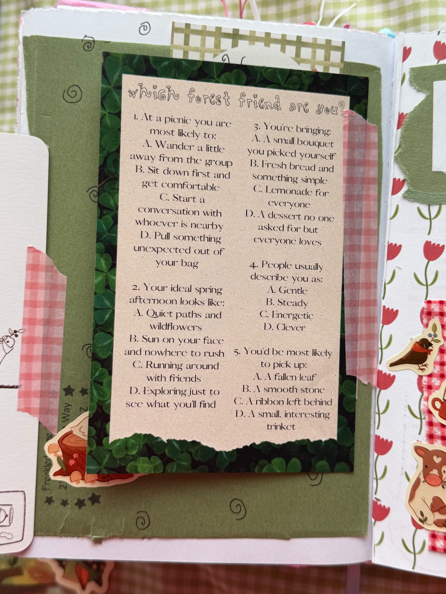 April Forest Friends Personality Quiz Print
